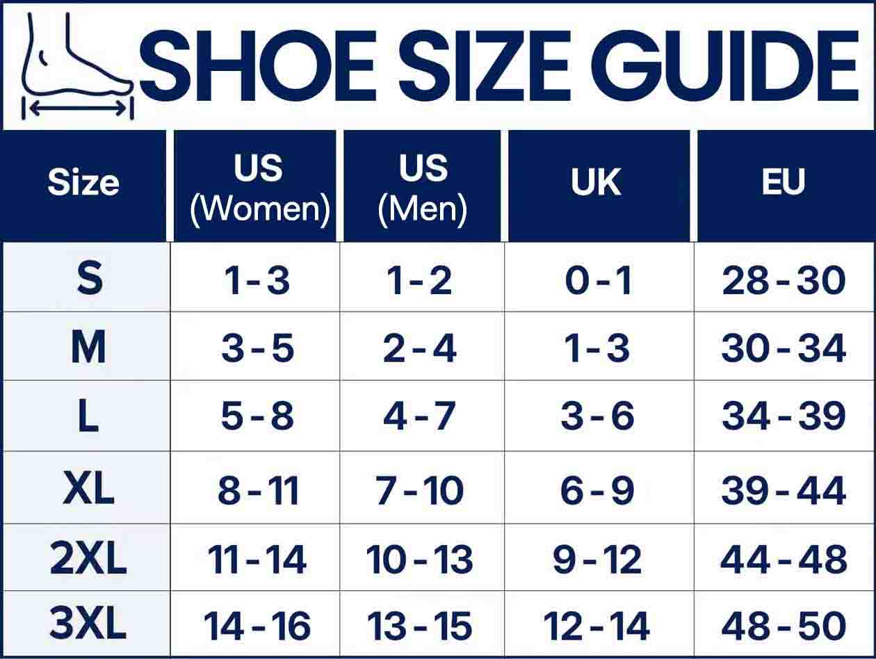 Zavelyn Foot Sleeve size guide